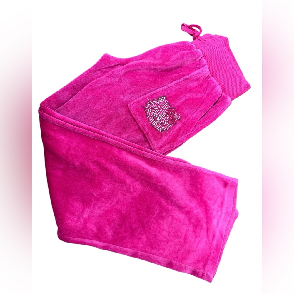 Universal Studios Hello Kitty hot pink velour rhinestones lounging joggers small - Picture 9 of 13